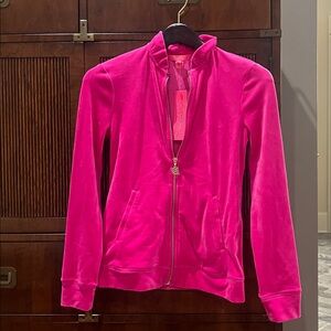Lilly Pulitzer Fuchsia Velour Track Jacket